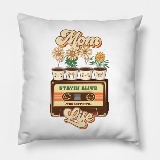 Mothers day plant  lover groovy cassette Retro mom life Pillow