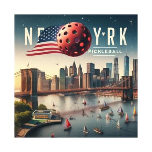 New York Patriotic Flag Pickleball T-Shirt T-Shirt