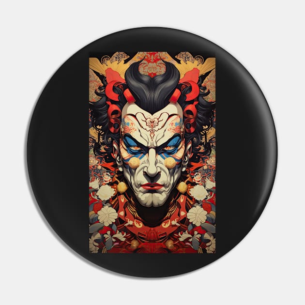 Demon King Japanese Vintage Kabuki-style Art Pin by kansaikate