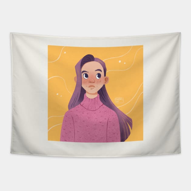 Sweater girl Tapestry by dariko art