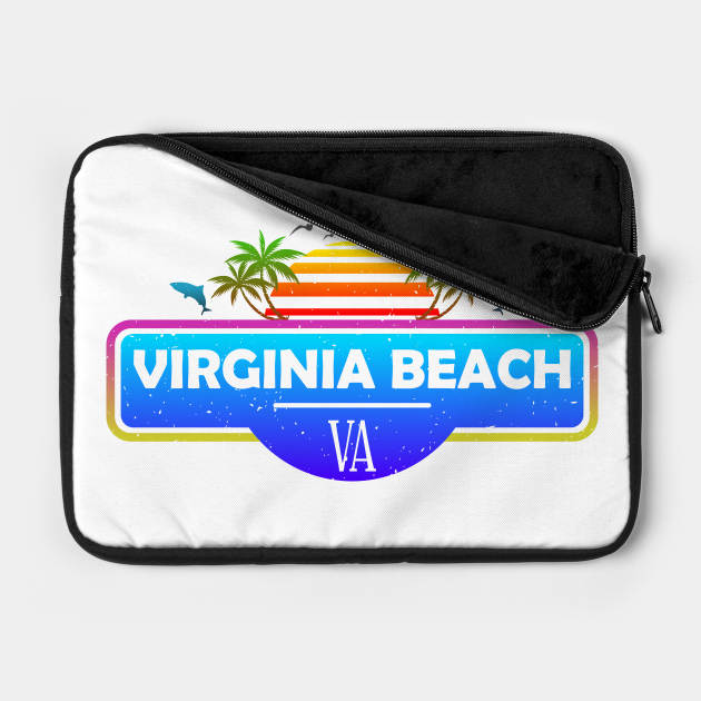 Discover Virginia Beach, VA Tropical Palm Trees Sunset - Summer - Virginia Beach - Laptop Case