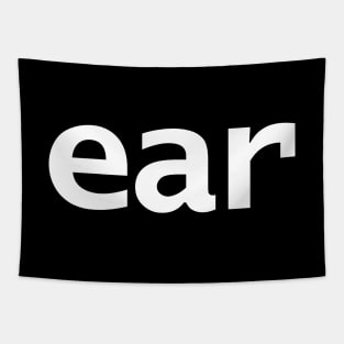 Ear Minimal Typography White Text Tapestry