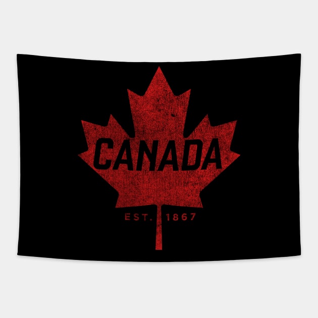 Canada Est. 1867 Vintage Faded Canada Maple Leaf  design Tapestry by Vector Deluxe