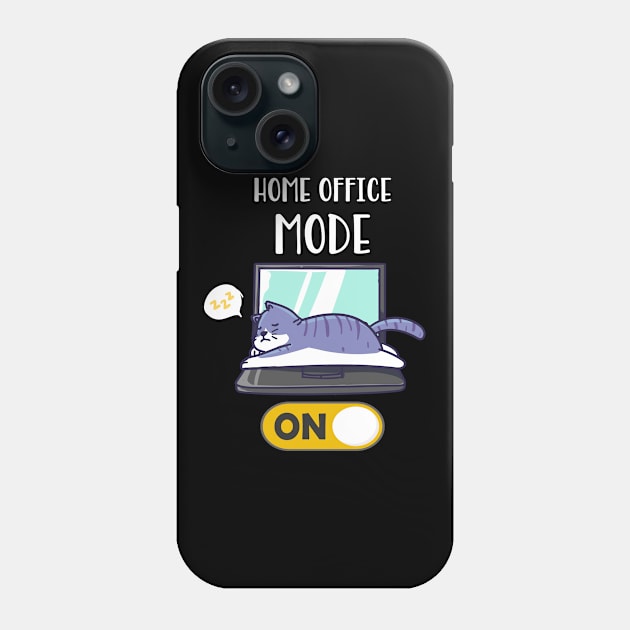 Home Office Mode On Lazy Cat On Laptop Fun Phone Case by Foxxy Merch