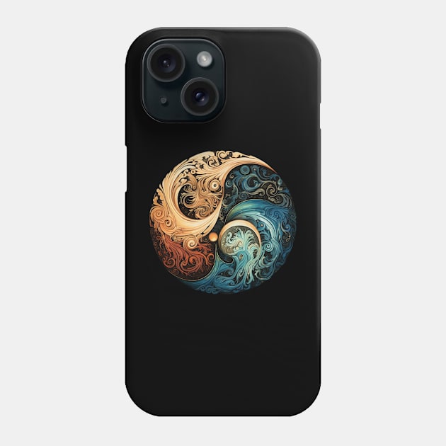 Yin Yang Elements Fire Water Earth Air Harmony Phone Case by Positive Designer