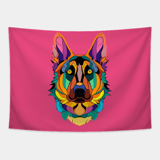 Alsatian Dog Stained Glass Design Tapestry by Furrban