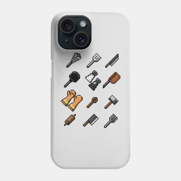 Pixel Art Chef's Tools - choose your weapon Phone Case by hermesthebrand