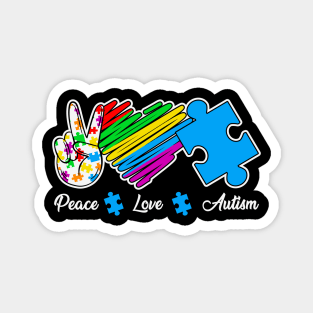 Peace Love Autism Awareness Gift for Birthday, Mother's Day, Thanksgiving, Christmas Magnet