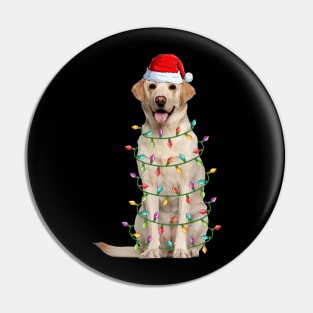 Funny Yellow Labrador Christmas Lights Pin