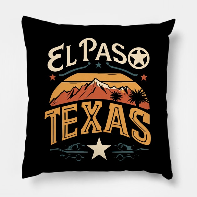 El Paso Texas City Vintage Pillow by ravensart
