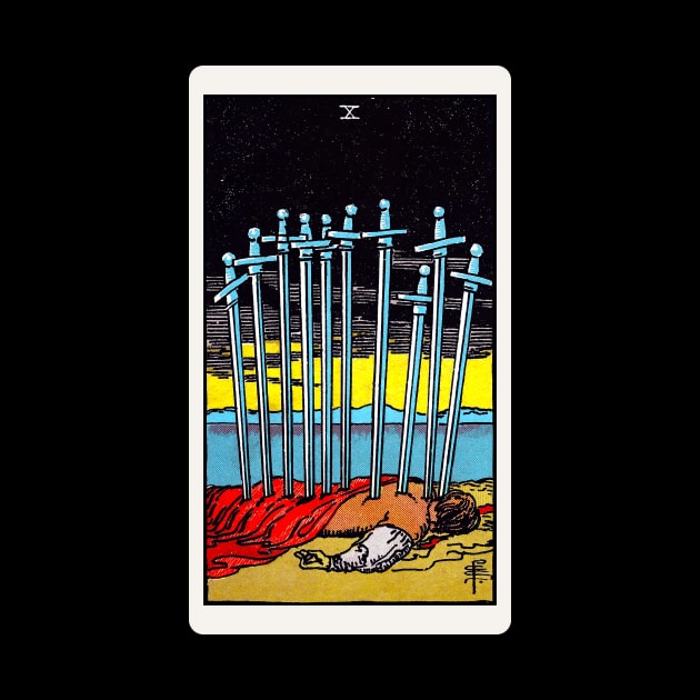 Card #59 - Ten Of Swords - Rider Waite Smith Tarot by RetroFitted