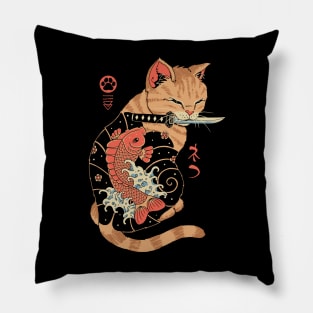 Carp Tattooed Cat Pillow