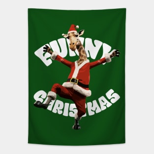 Funny Christmas, Funny Cute Giraffe Tapestry