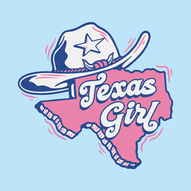 Retro Texas Girl Cartoon Texas Outline by SLAG_Creative