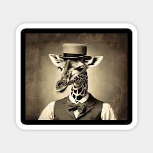 Victorian Giraffe Portrait Artistic Gift Fashion Serious Style Magnet