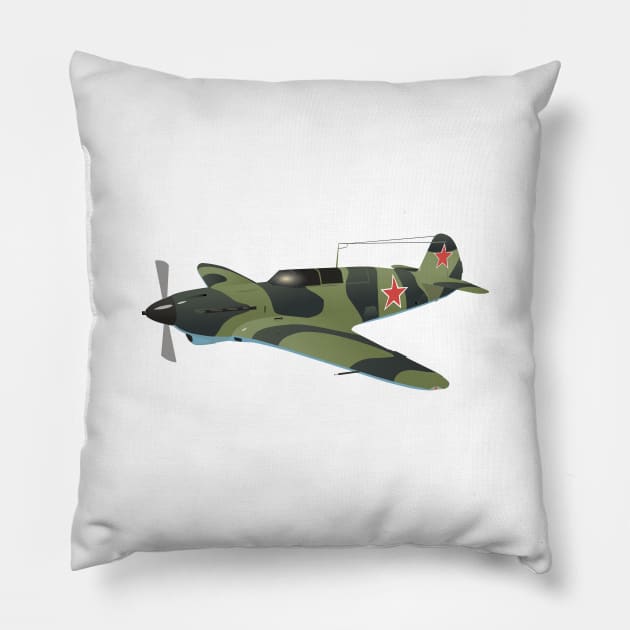 Yak-7 Soviet WW2 Fighter Aircraft Pillow by NorseTech