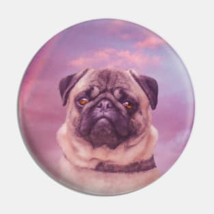 Pug in the sky painting Pin