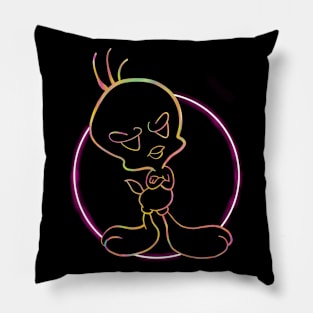 Trippy neon Light bird Pillow