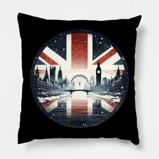 Winter London Travel Vintage Logo Pillow