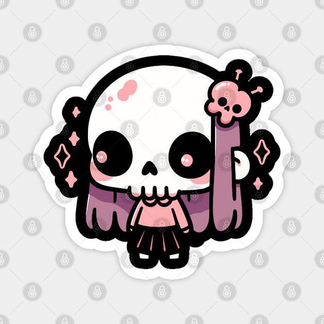 Cute Halloween Skull Girl in a Kawaii Costume | Cute Halloween Design for Girls Magnet by Nora Liak