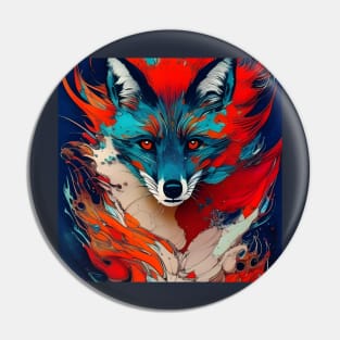 Graphic Novel Comic Book Art Style Blue Fox Pin