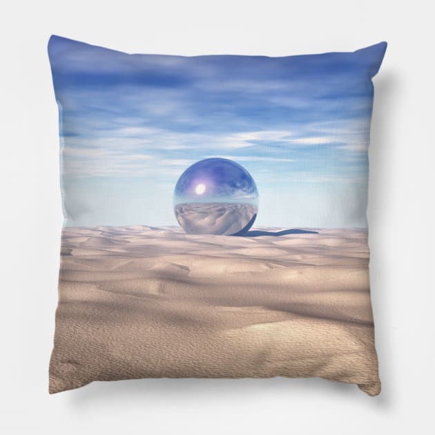 Mysterious Sphere in Desert Pillow by perkinsdesigns