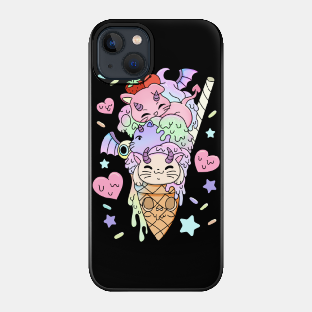 Kawaii Pastel Goth Cute Baphomet Cats Ice Cream Anime - Pastel Goth - Phone Case
