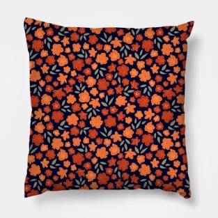 Ditsy floral dark blue Pillow