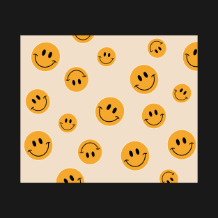 Beige Smiley Pattern T-Shirt