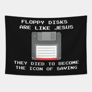 Nerd and computer professionals - floppy disks like Jesus Tapestry