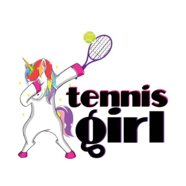 Funny Unicorn Lover Tennis Girl Dabbing Humor Gift by Nulian Sanchez