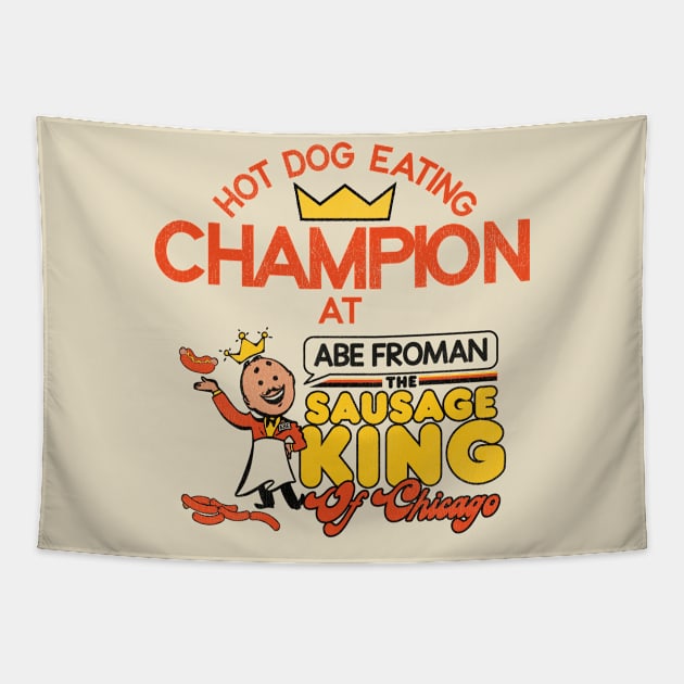 Hot Dog Eating Champion at Abe Froman Tapestry by darklordpug