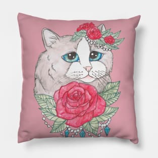 Long Haired Siamese Cat art Pillow