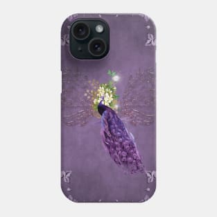 Wonderful elegant peacock with flowers Phone Case