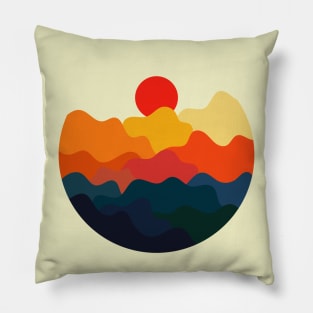 Minimalist Abstract Nature Art #43 Warm, Vibrant and Wavey Mountains Pillow