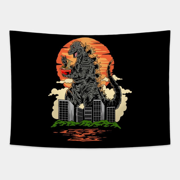 Ramen Zilla kaiju funny parody Tapestry by daizzy