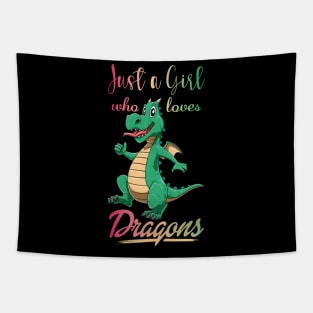 Girl Loves Dragons Cute Fantasy Dragon Lover Mythology Tapestry