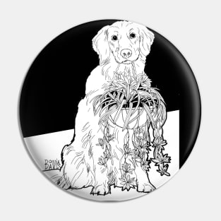 Retriever Labrador and Spider Plant Pin