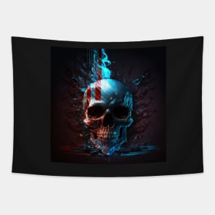 American Flag and Skull Art Tapestry