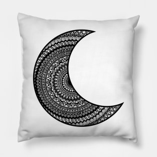 Black half moon mandala art Pillow