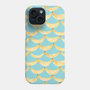 Watercolor painting of yellow bananas on light blue background Phone Case