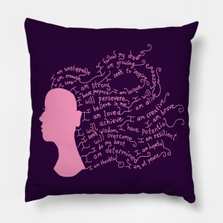 Pink Flowing Hair Positive Affirmation Silhouette Pillow