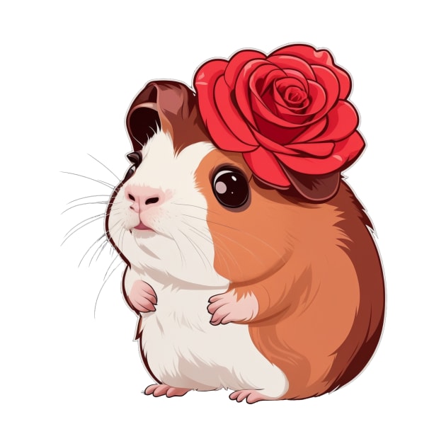 Cute guinea pig with rose by Majkel&Majkel