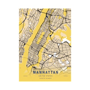 Manhattan - United States Yellow City Map T-Shirt