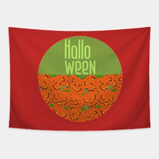 Hollo Ween Pumpkins Tapestry