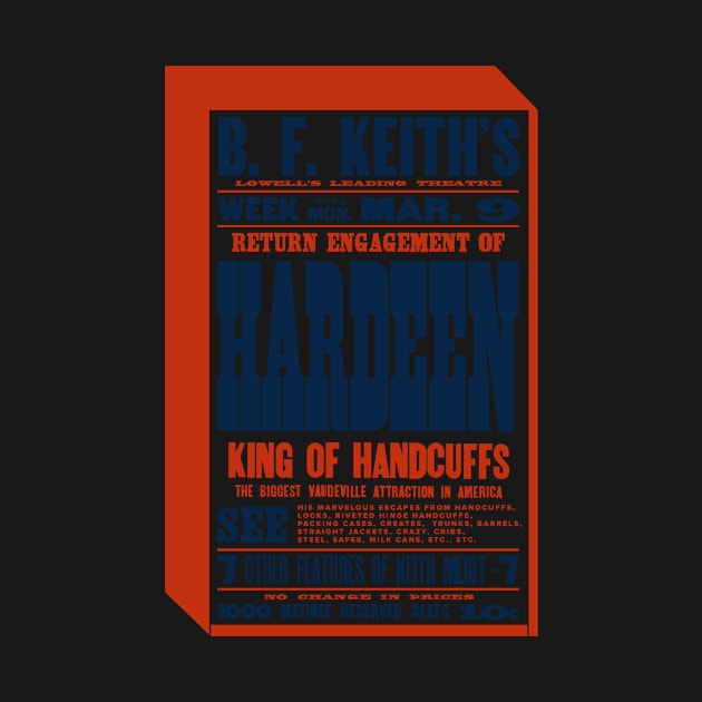 King of Handcuffs Hardeen Houdini Letterset Poster by waltshop