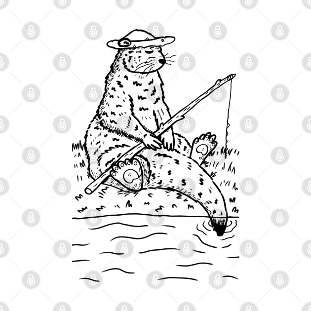 Fishing Otter || Sleepy Pals- outline by Xetalo