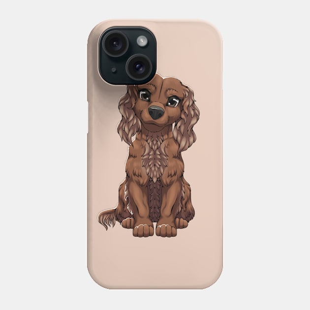 Red Cocker Spaniel Phone Case by Bamsdrawz