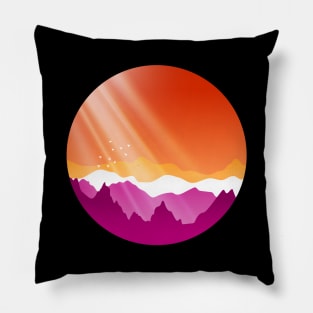 Lesbian Sunrise Mountains Landscape Pillow