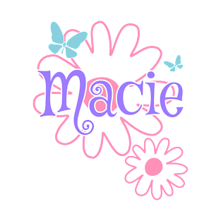 Macie Girls Name Daisy Butterflies T-Shirt